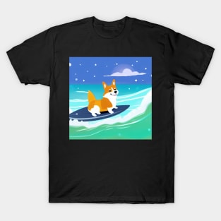 Surfing Corgi Dog T-Shirt